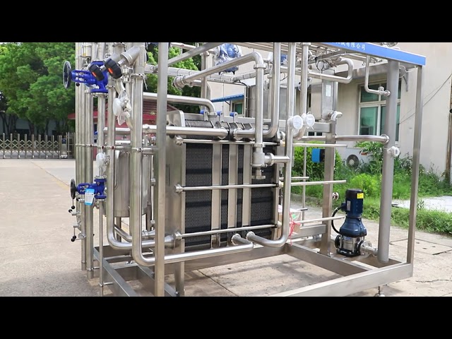 الصين 1000L Pasteurizer Machine With PLC For Milk / Yogurt / Fruit Juice Processing Line SUS304/316 للبيع